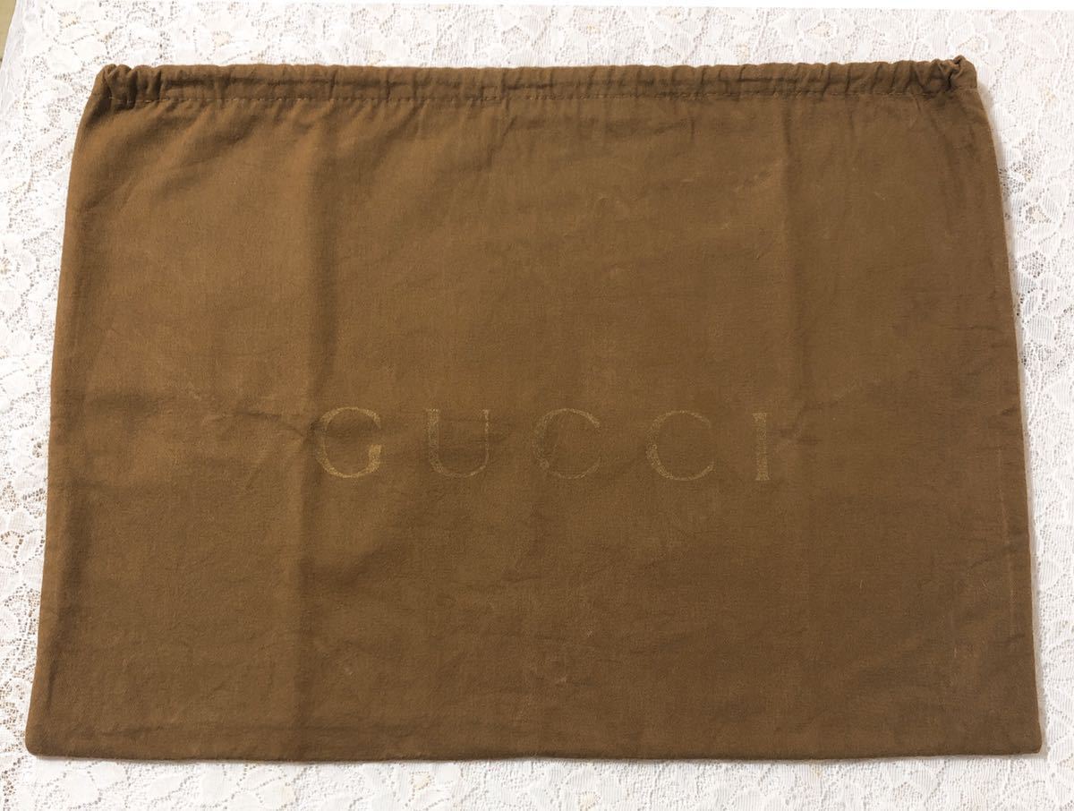 グッチ「GUCCI」バッグ保存袋 旧型（2710) 正規品 付属品 内袋 布袋 巾着袋 ブラウン 布製 二重仕立て 厚地 50×37cm わけあり