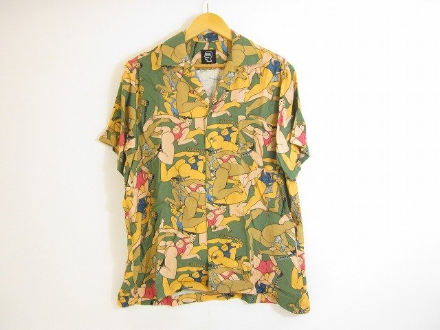 BRAIN DEAD/ブレイン デッド Hawaiian Shirt WOMEN GREEN ハワイアンシャツ アロハ 半袖シャツ メンズ サイズ : S グリーンベース