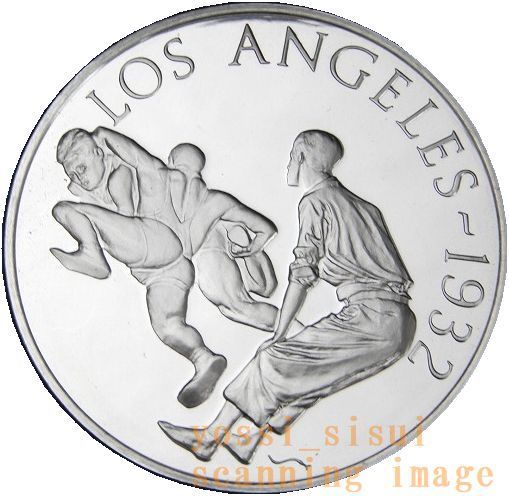 限定品 美品 1932年 アメリカ ロサンゼルスオリンピック ロス五輪 レスリング グレコローマン 金メダル 純銀製 記念メダル コイン 記章