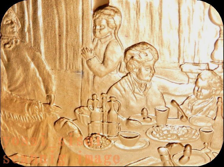 レア 限定品 フランス 造幣局製 画家 クロード モネ 絵画 1868年の作品 昼食 レリーフ 純金仕上げ 純銀製 シルバー メダル コイン 章牌