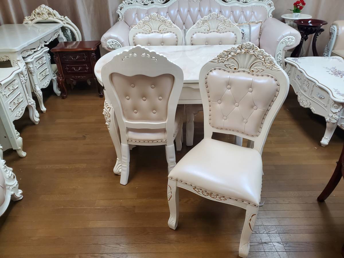 新品 希少品天然木超豪華 大理石風 4-8人用 ロココ調 新品 希少品天然木超豪華 大理石風 4-8人用 ロココ調