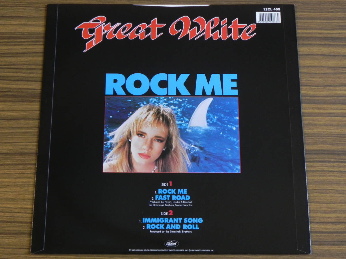 【訳有】UK盤12”single★GREAT WHITE / ROCK ME グレート・ホワイト 4曲入り12インチ シングル CAPITOL Records EMI 12CL 455★の画像2