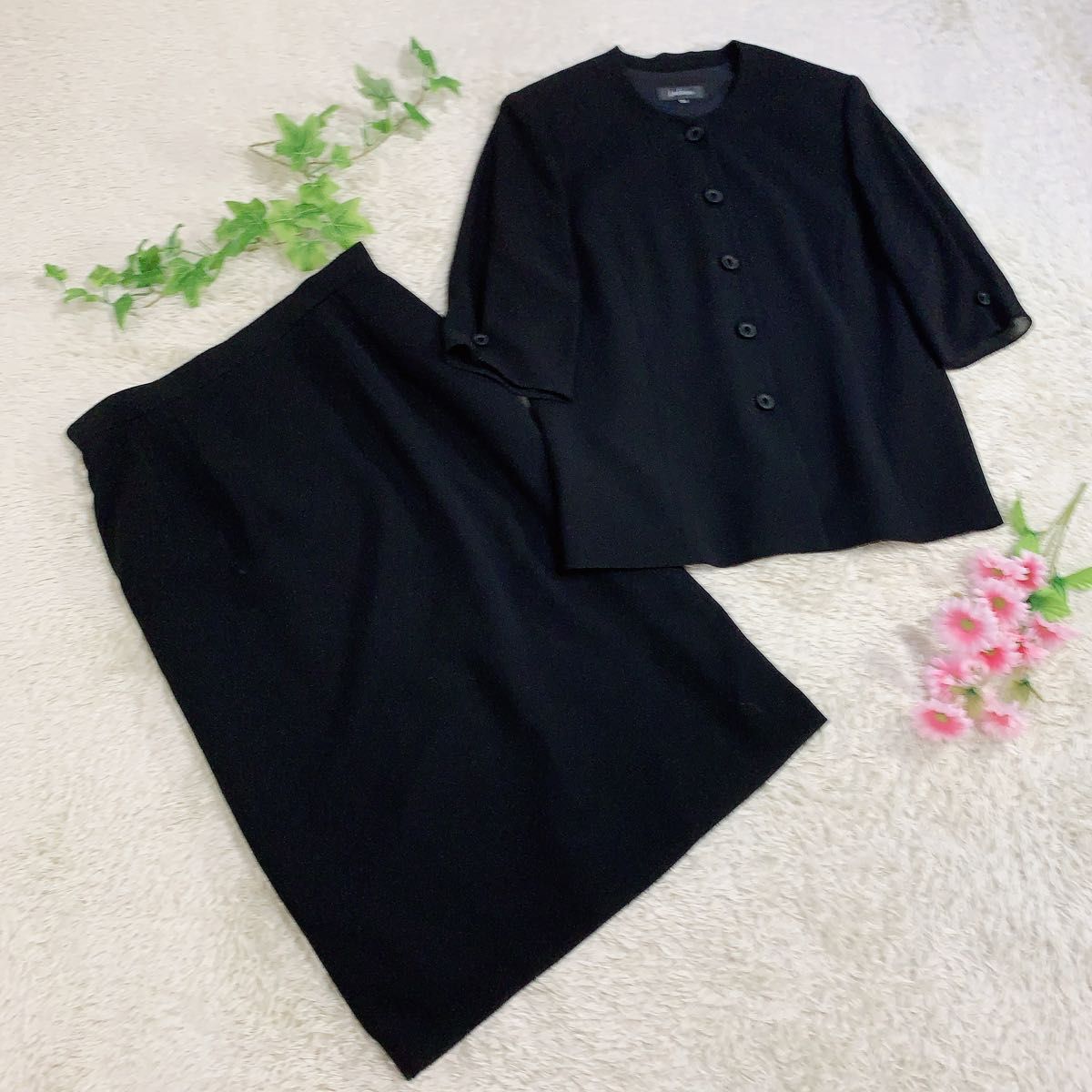 大きいサイズ 15AR LOVELIAISON スーツセットアップ 喪服礼服 黒 ブラックフォーマル