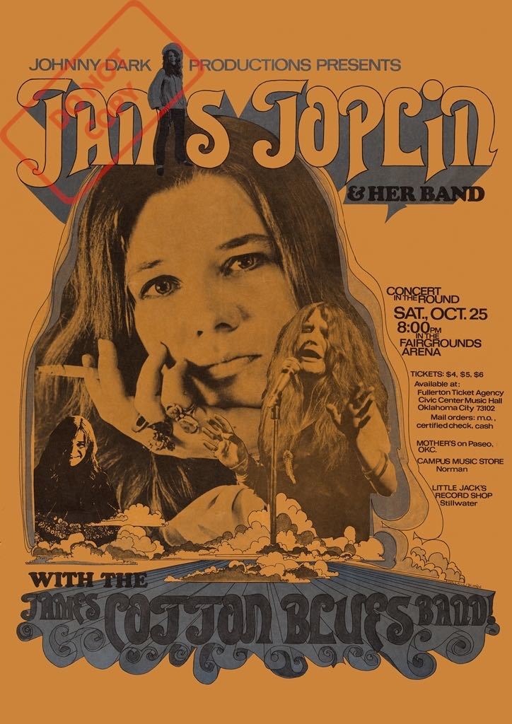  poster *1969ja varnish *jo pudding okro ho ma concert *Janis Joplin/James Cotton Blues Band/kozmik* blues 