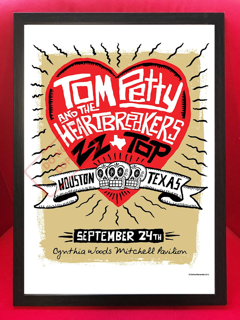 ポスター★ZZ トップ/トム・ペティ in テキサス 2010 コンサート★ZZ Top / Tom Petty And The Heartbreakers_額装イメージ（額は付属しません）