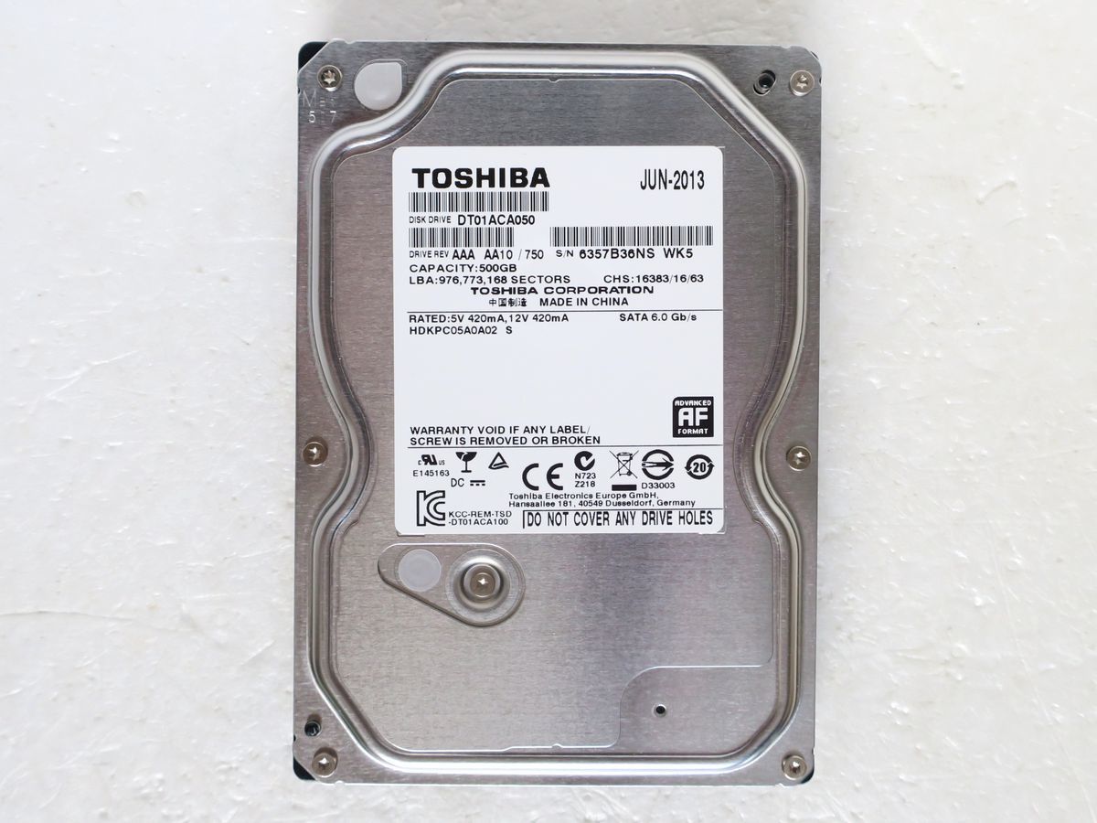 東芝 DT01ACA050 500GB 3.5インチ SATA600 HDD 2013年製■18_画像1