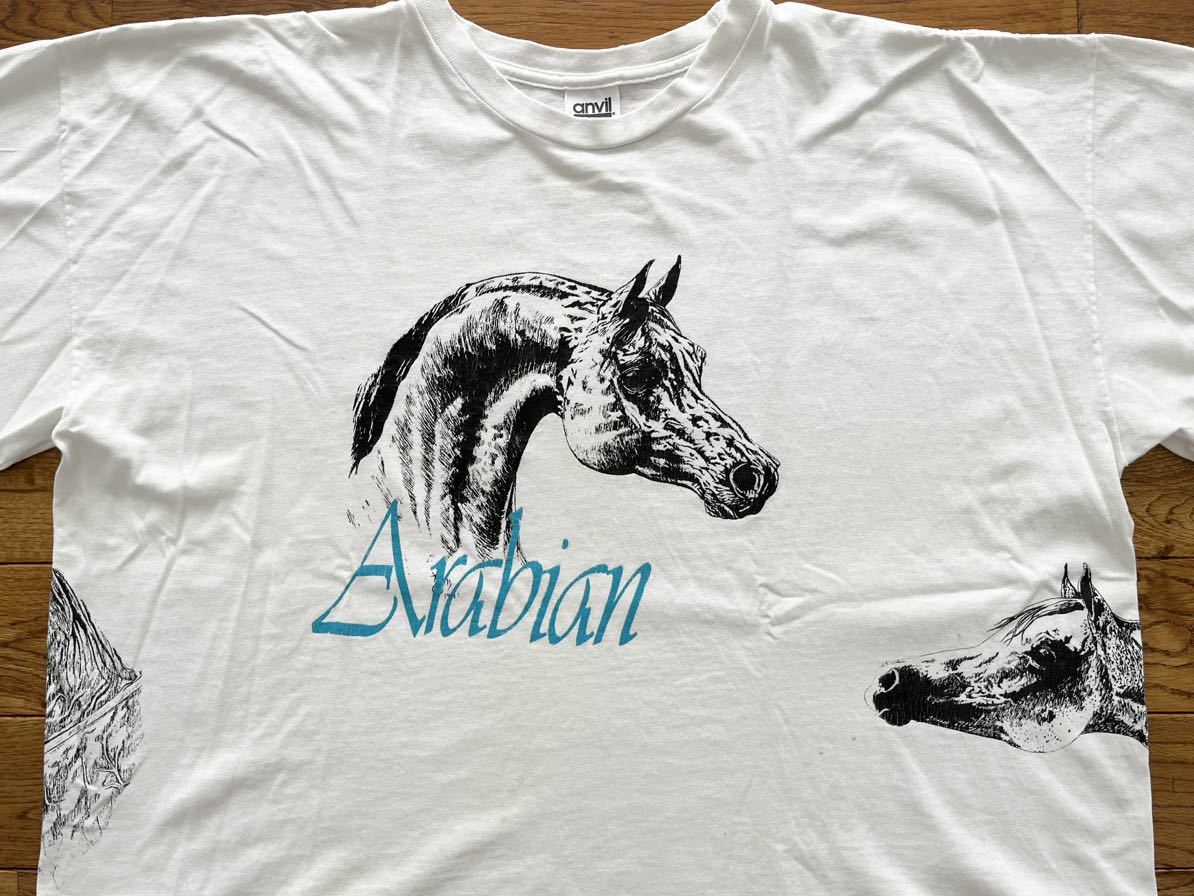 送料¥185 90'sビンテージUSA製Arabian馬マルチプリントTシャツanvilレアボディエッシャー_画像8