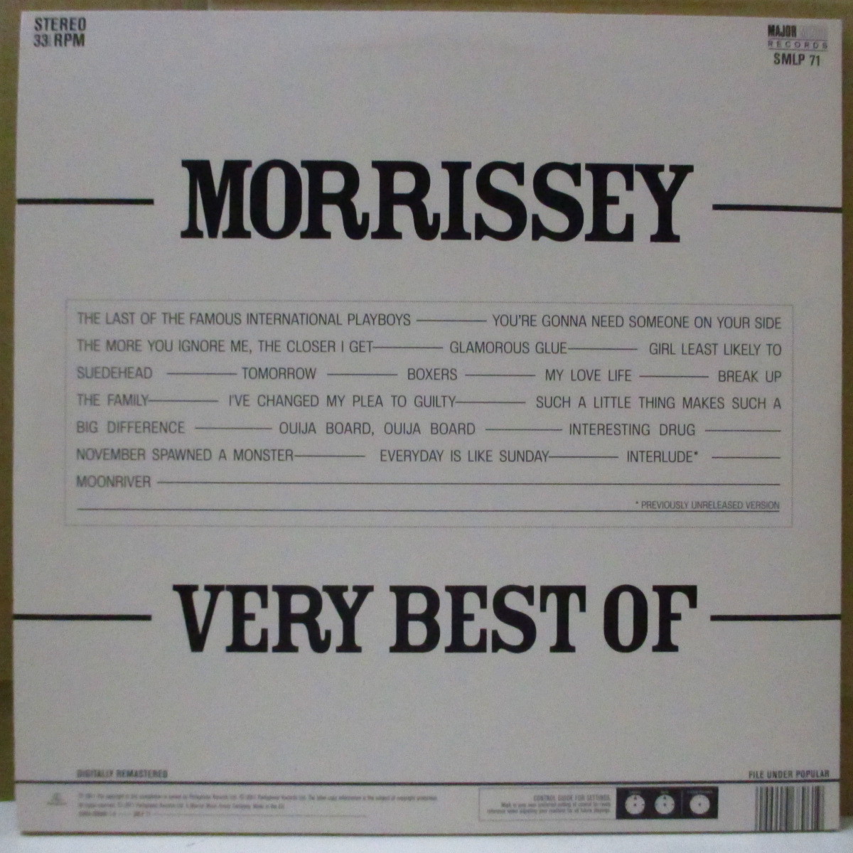 MORRISSEY-Very Best Of (UK-EU '16 限定再発 180g 2xLP+インナー/廃盤)_画像2
