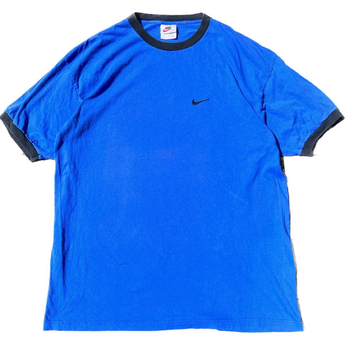 90年代 ナイキ ロゴ 刺繍 リンガー Tシャツ USA製