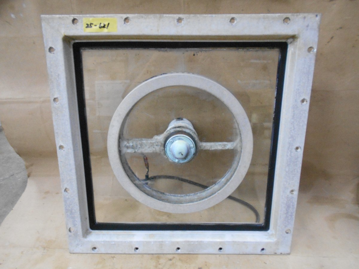 25-621 旋回窓 回転窓 固定式窓付き 外径約29cm（ガラス径約25cm） DC24v 実働品 中古品