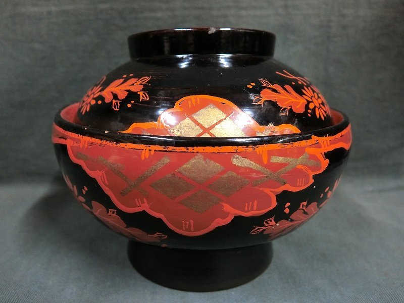 ヤフオク! - A9221 時代漆器 秀衡塗 蓋付 椀 木製漆器