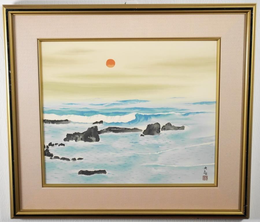 横山大観 木版画「海暾（かいとん）」-