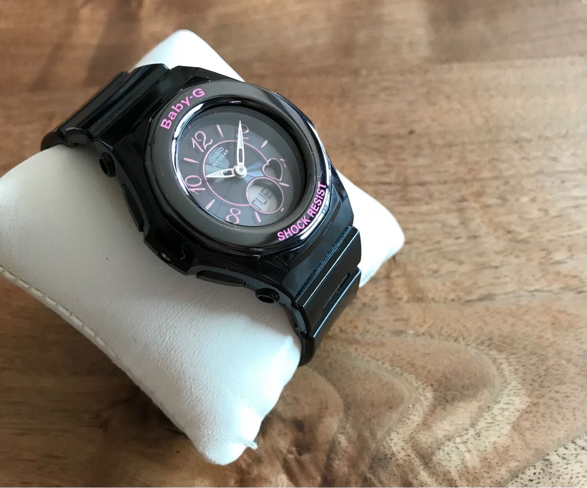 Baby-g 電波ソーラー デジアナ ブラック 黒 ピンク ハート 美品 Baby-g 電波ソーラー デジアナ ブラック 黒 ピンク ハート 美品