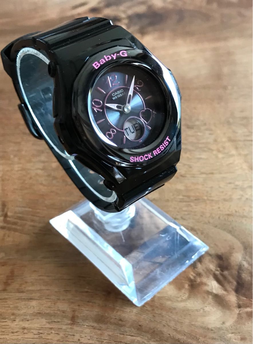【値下げ】 Baby-g 電波ソーラー 美品 ハート ピンク 黒 ブラック デジアナ その他