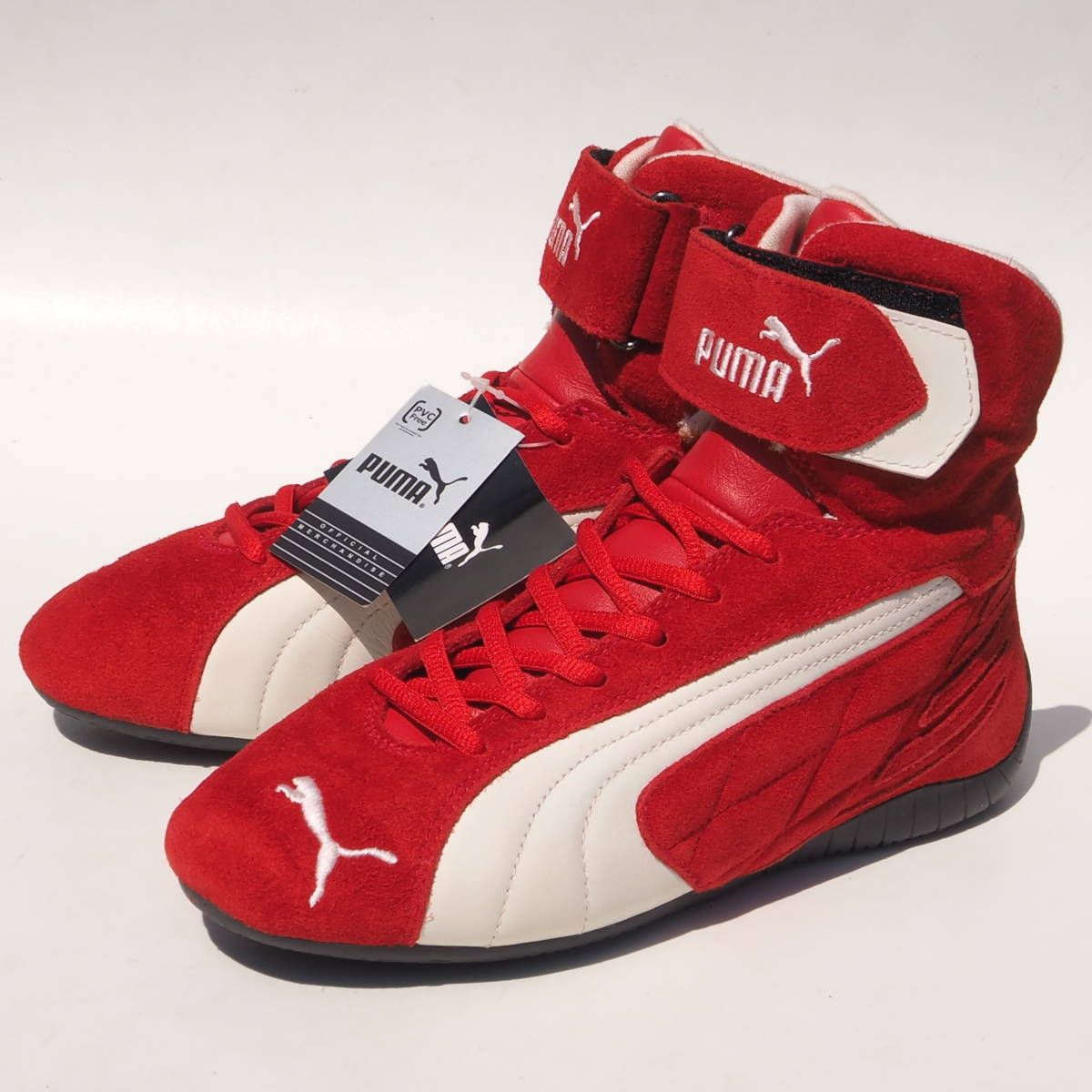 デッド!! 新品!! US 8 / 26cm 限定!! PUMA FIA公認 8856-2000 レースキャット HI 赤 スエード ドライビングシューズ_画像2