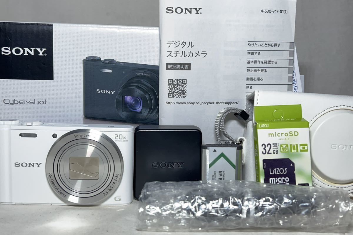 ◆極美品◆SONY ソニー Cyber-shot DSC-WX350 コンパクトデジタルカメラ 32GBメモリ 革ケース 元箱付き 6ヶ月動作保証
