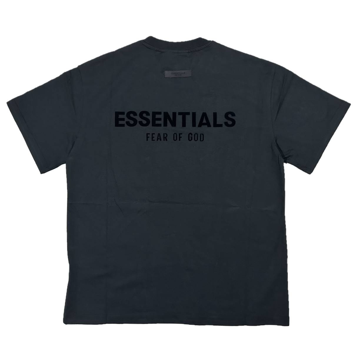 [並行輸入品] FEAR OF GOD FOG ESSETIALS エッセンシャルズ バックロゴ 半袖 Tシャツ (ブラック) (L)