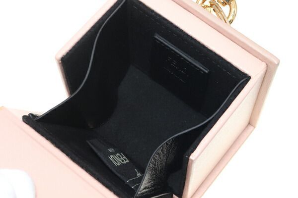  Fendi key holder Mini box 7AR894 light pink leather used key ring MINI BOX FENDI