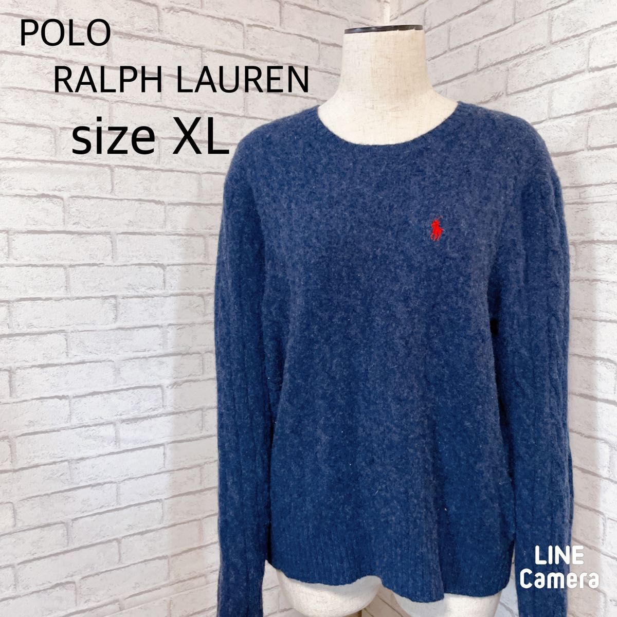 POLO RALPH LAUREN ケーブルニット ロゴ刺繍入り SIZE　XL ラルフローレン