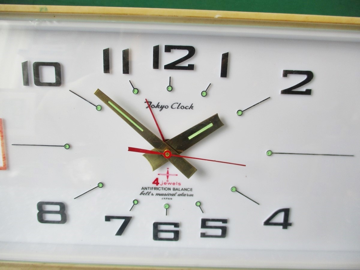  настольные часы Tokyo часы музыкальная шкатулка красный ... сигнализация глаз ... часы Showa Retro редкостный подлинная вещь коллекция рабочее состояние подтверждено утиль 