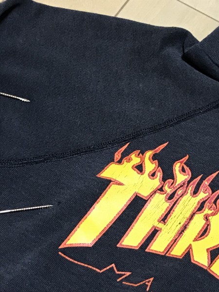  очень редкий чёрный THRASHER Thrasher 80's Vintage тренировочный Parker la gran fire - Logo оригинал sk8 skate 