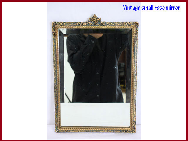 ビンテージ ミラー 鏡 / 1960年代 イギリス製 ヴィンテージ バラのモチーフのウォールミラー / 小型で実用的な石膏材の壁掛け鏡 / 店舗什器_画像1