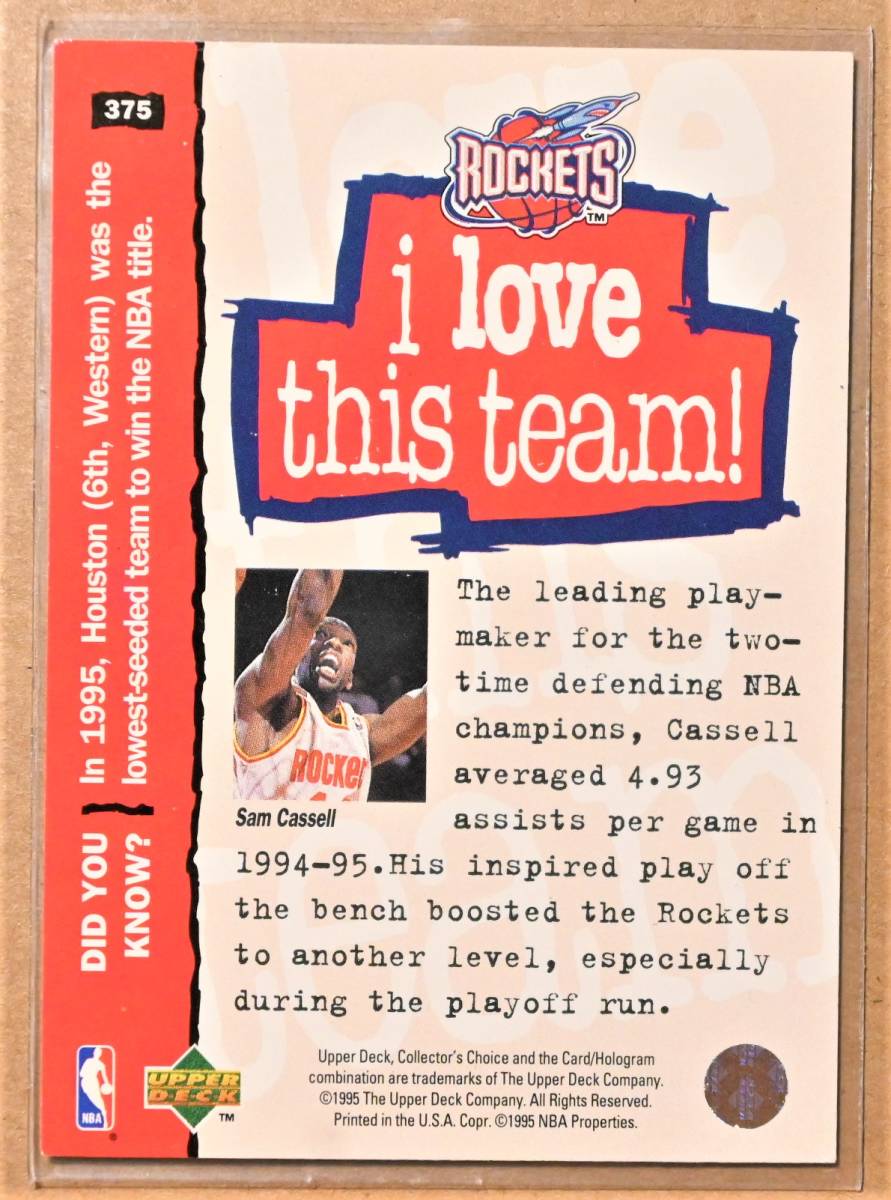Sam Cassell (サム・キャセール) 1995 LAUNCHING FOR 3 トレーディングカード 【90s NBA ヒューストンロケッツ Houston Rockets】_画像2