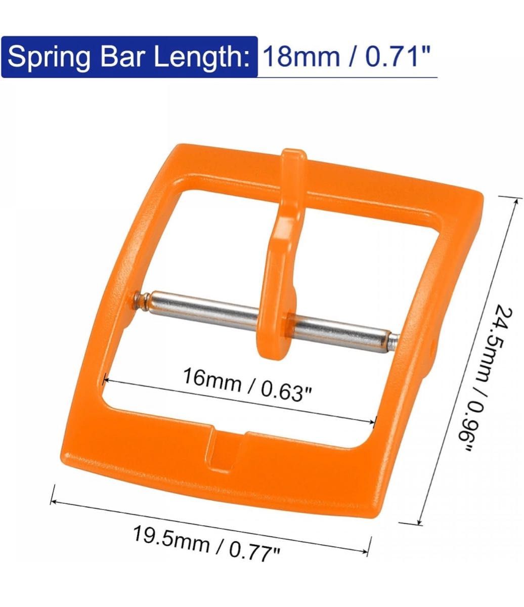 [uxcell] 時計ストラップクラスプ 交換用 プラスチックバックル 16mm幅の時計バンド用 オレンジ 2個入 ベルトバックル