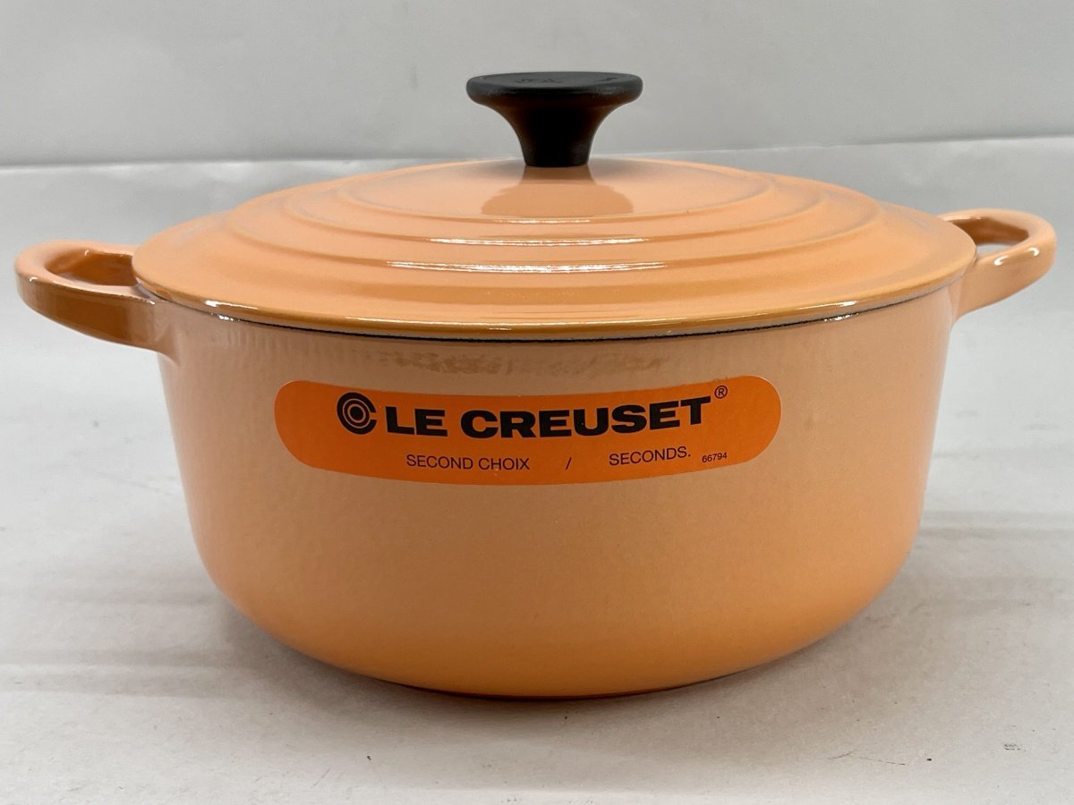 Le Creuset ル・クルーゼ ココット・ロンド 20cm ピーチ 箱付き 未使用[01-3388_画像2