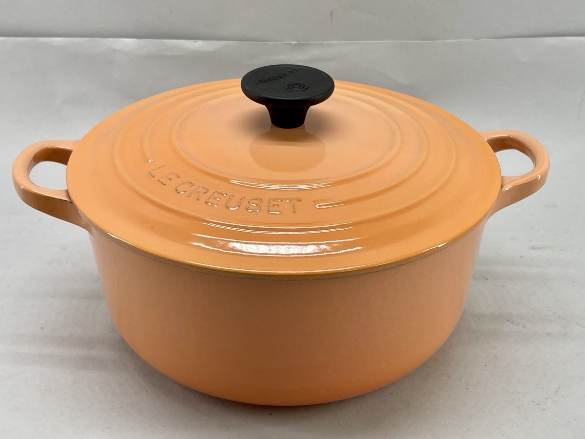 Le Creuset ル・クルーゼ ココット・ロンド 20cm ピーチ 箱付き 未使用[01-3388_画像3