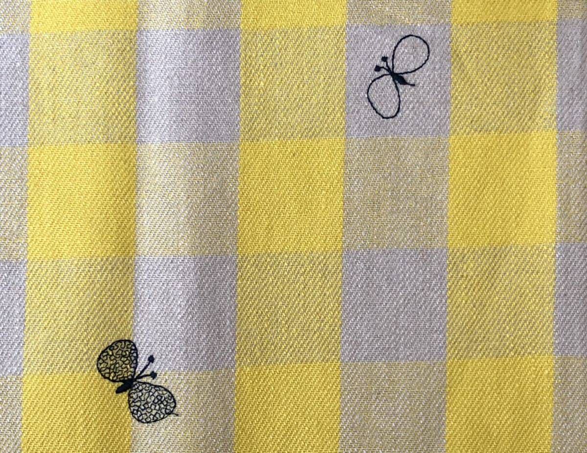  last - mina perhonen - choucho mina perhonen ..... yellow beige check navy embroidery cloth flap cut Cross 