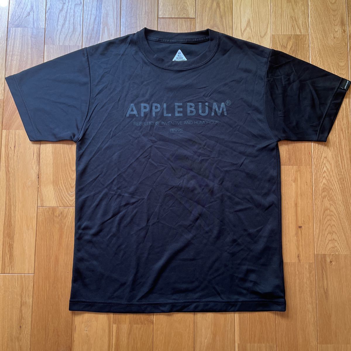 速乾性抜群★APPLEBUM 半袖Tシャツ Mサイズ ブラック黒アップルバムスポーツTee