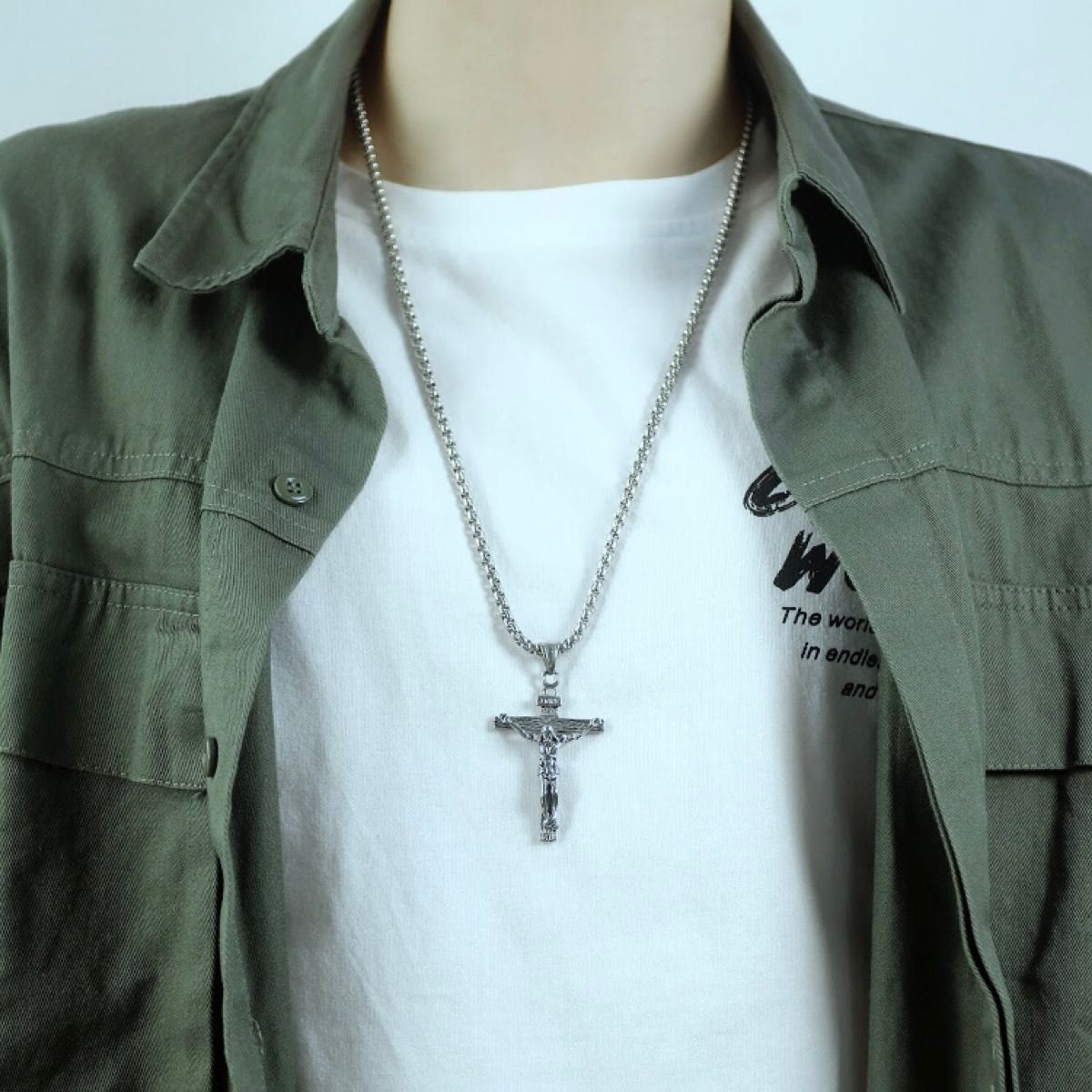 クロスネックレス 十字 キリスト メンズ レディース イエス 十字架 お守り ペンダント かっこいい デザイン 装飾 シルバー