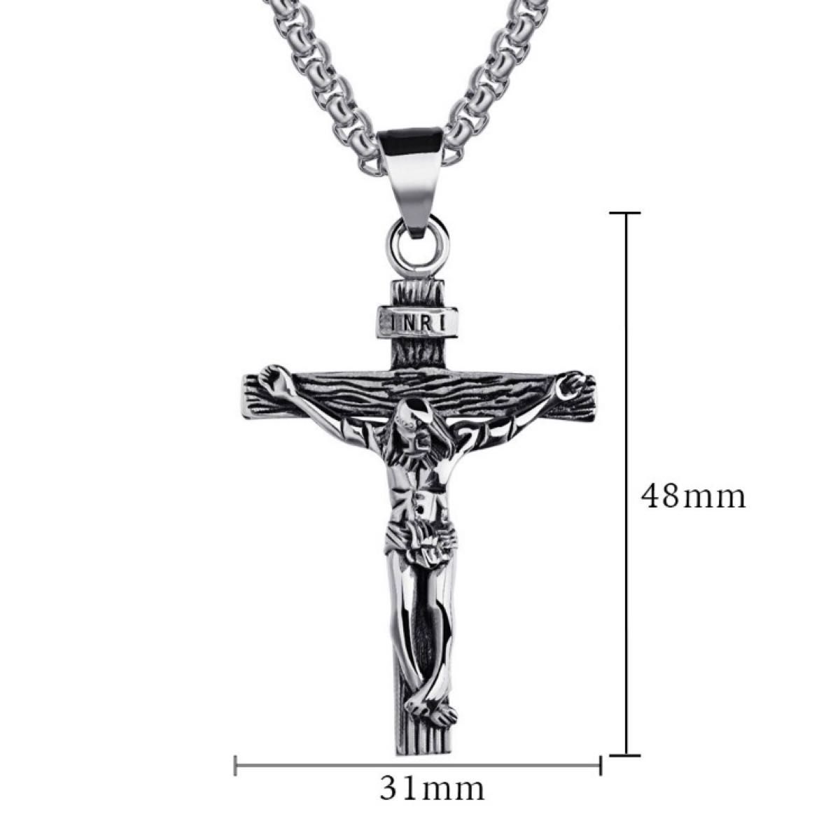 クロスネックレス 十字 キリスト メンズ レディース イエス 十字架 お守り ペンダント かっこいい デザイン 装飾 シルバー