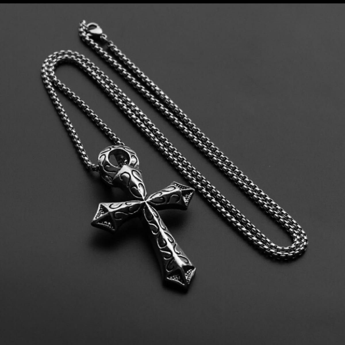 ネックレス クロス 十字 十字架 模様 ベネチアンチェーン メンズ レディース シルバー ペンダント おしゃれ ヴィンテージ 装飾