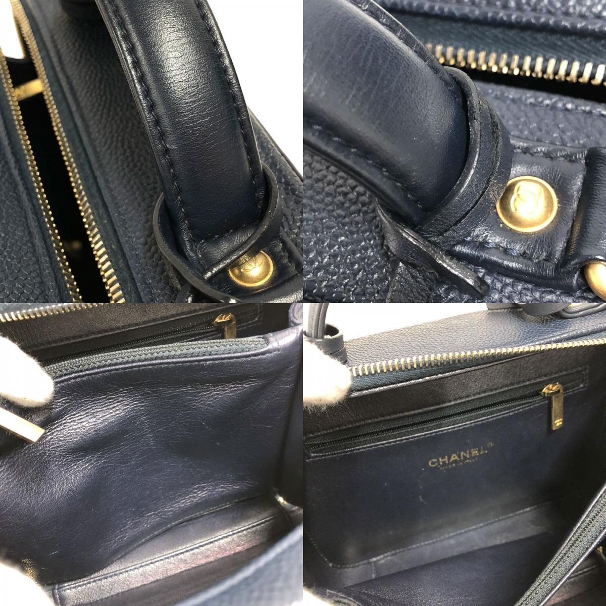 シャネル CHANEL CCフィリグリーバニティバッグ A93344 ネイビー　ゴールド金具 キャビアスキン ショルダーバッグ レディース 中古_画像9