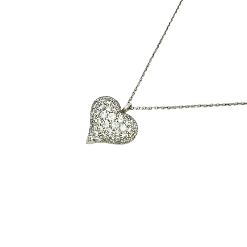 ティファニー TIFFANY&CO ピンチドハート ダイヤモンド ネックレス Pt950 ジュエリー 中古