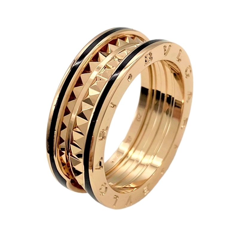  BVLGARY BVLGARI Be Zero One lock 2 band ring #62(20.5 number ) K18PG/ black ceramic jewelry used 