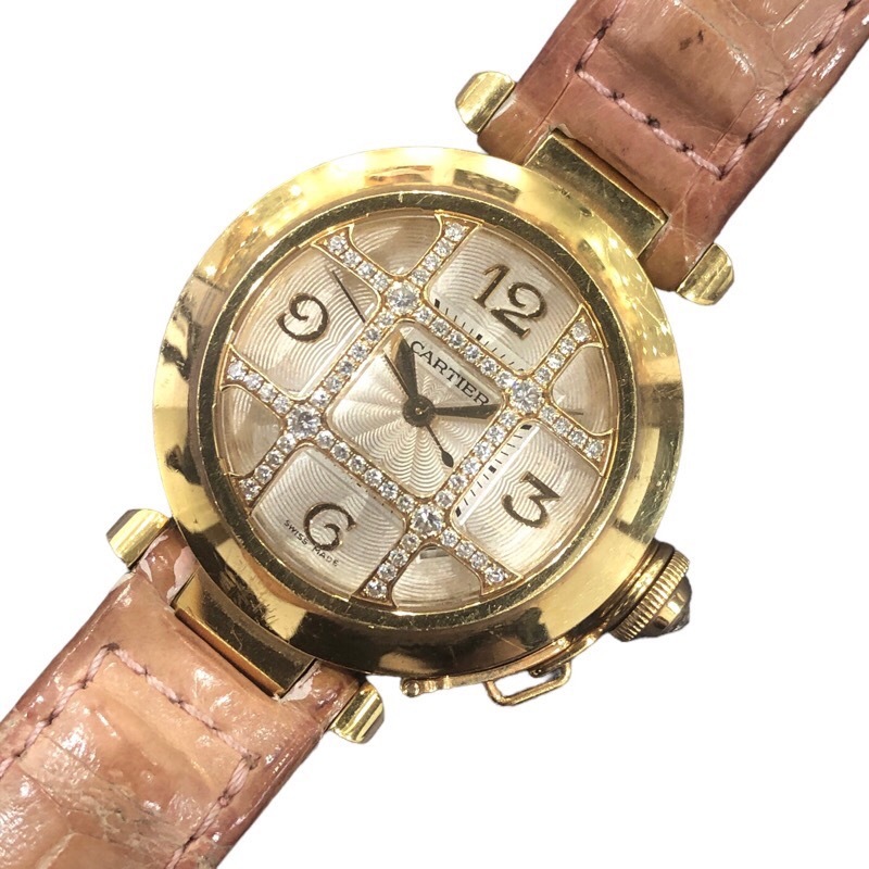 カルティエ Cartier パシャ32 コンベックスグリット WJ116056 K18イエローゴールド 腕時計 レディース