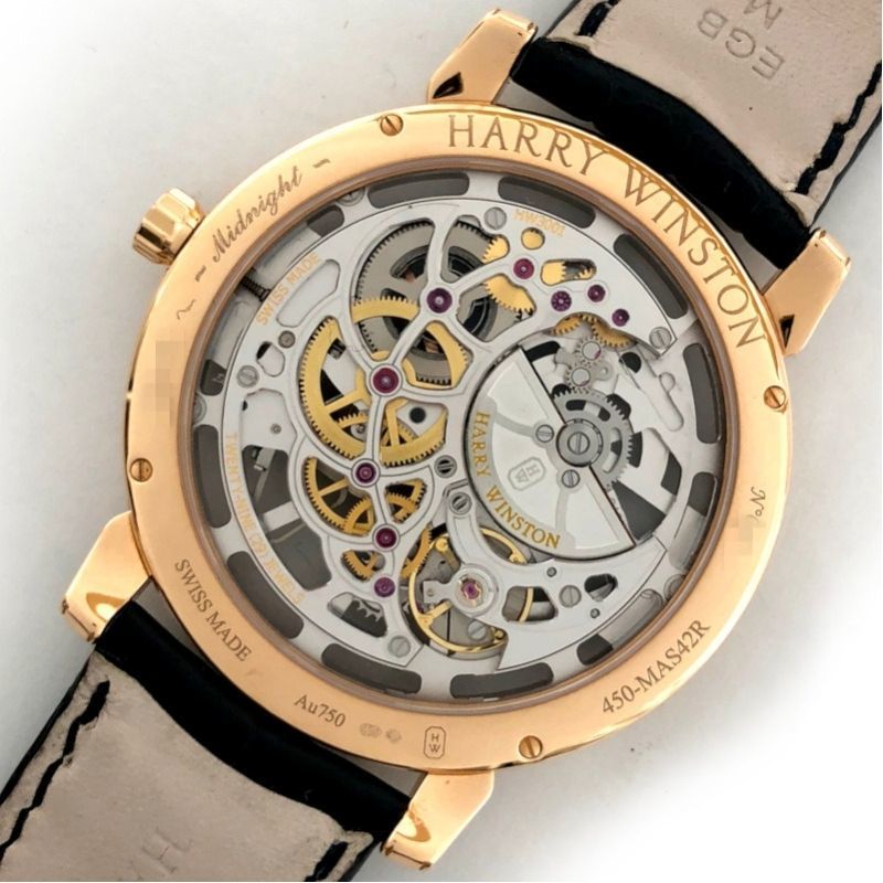 ハリーウィンストン HARRY WINSTON ミッドナイト スケルトン MIDAHM42RR001 K18PG 腕時計 メンズ 中古_画像2