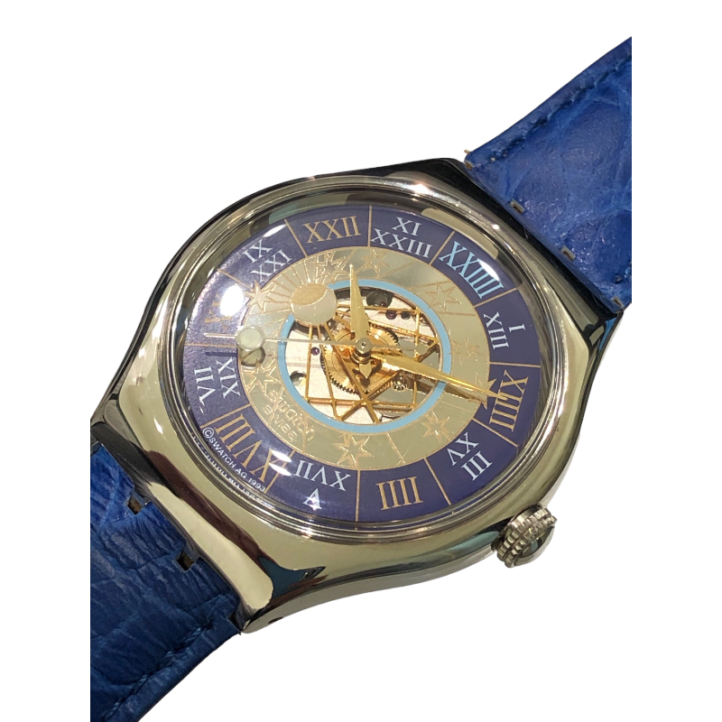スウォッチ swatch トレゾールマジック シースルーバック SAZ101 ブルー/ミラー文字盤 腕時計 メンズ 中古