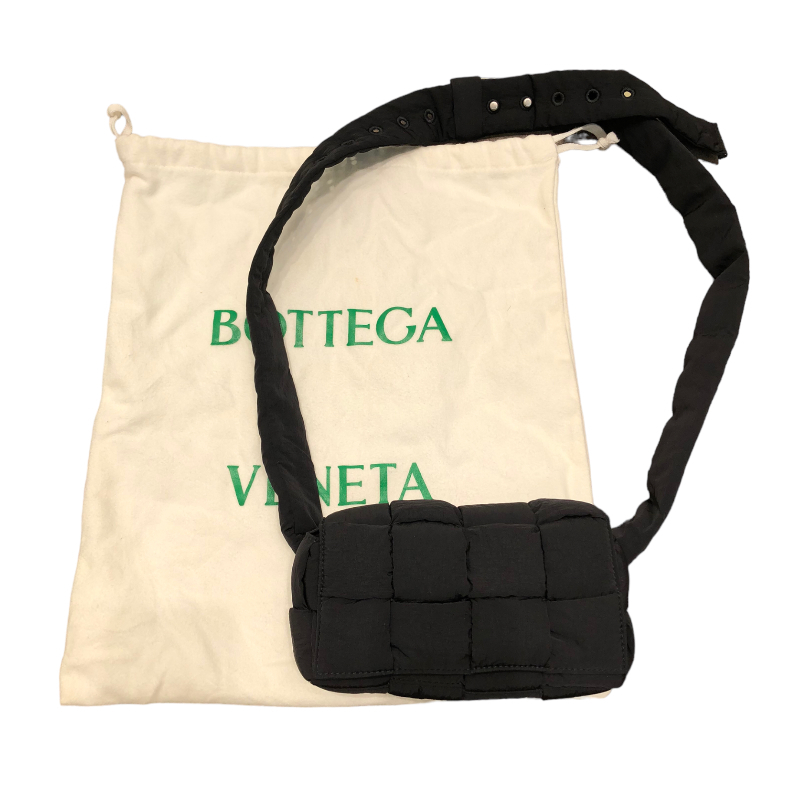  Bottega * Veneta BOTTEGA VENETApa dead Tec cassette belt bag black nylon waist bag unisex used 