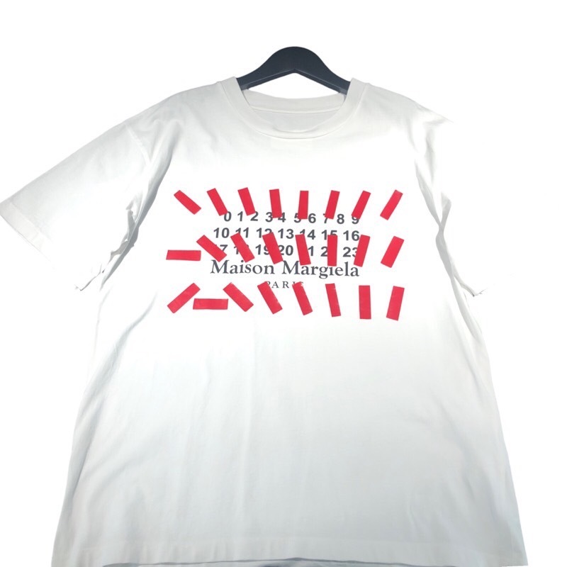メゾン マルジェラ Maison Margiela テーププリントロゴTシャツ S29GC0296 ホワイト コットン 半袖Ｔシャツ レディース 中古