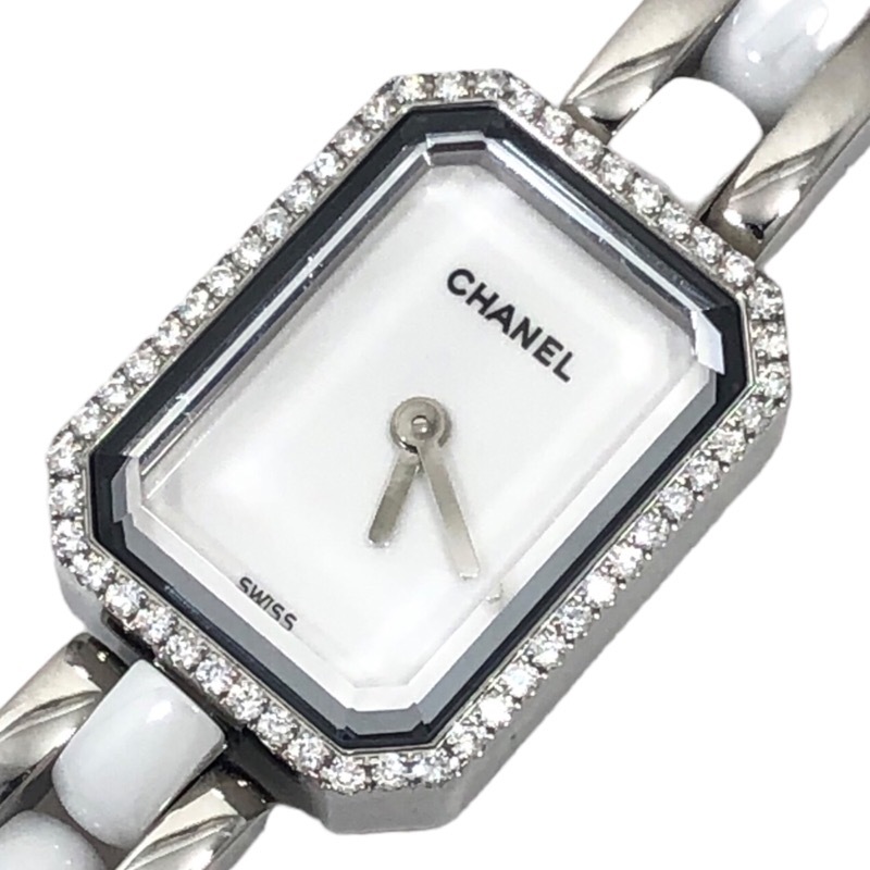 シャネル CHANEL プルミエール トリプルブレスレット H3059 ホワイト文字盤 SS/セラミック 腕時計 レディース 中古
