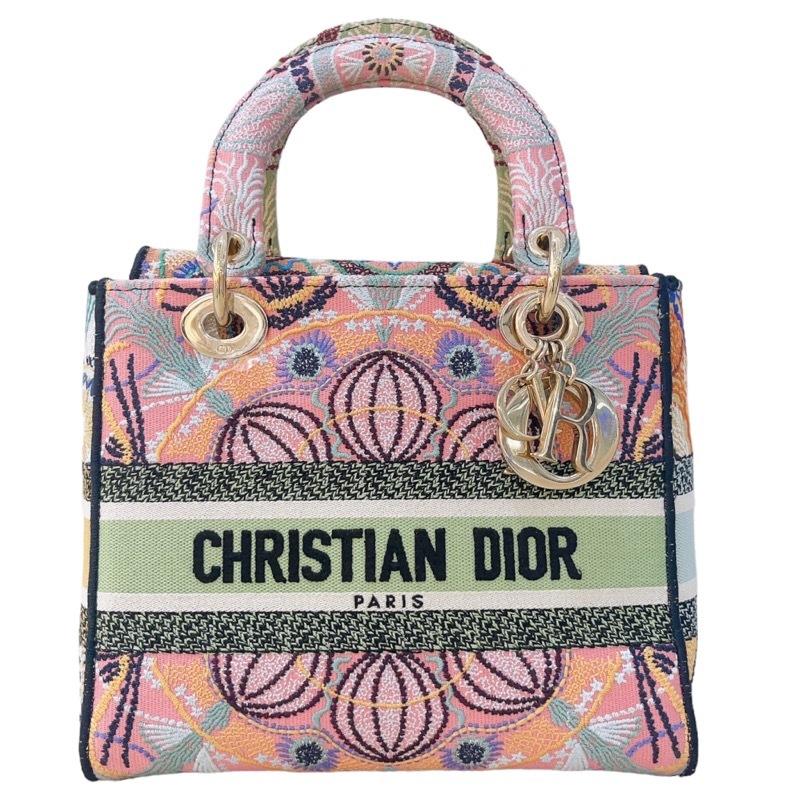 クリスチャン・ディオール Christian Dior レディディライト ミディアム M0565JREY ゴールド金具 キャンバス ハンドバッグ レディース 中古_画像1