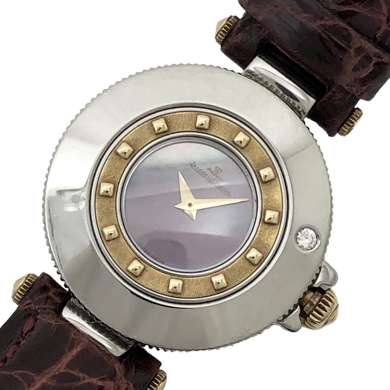 ジャガー・ルクルト JAEGER-LE COULTRE ランデブー 441.5.01 ピンクシェル文字盤 SS/レザーストラップ 腕時計 レディース 中古