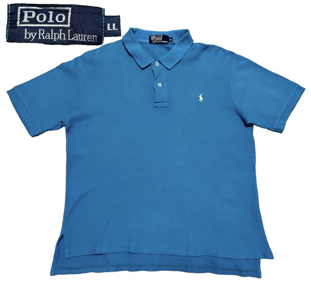 90s 大きいサイズ ポロ バイ ラルフローレン 鹿の子 ポロシャツ　　ワンポイント Polo by Ralph Lauren ナイガイ 90年代 ビンテージ 柳8033_画像1