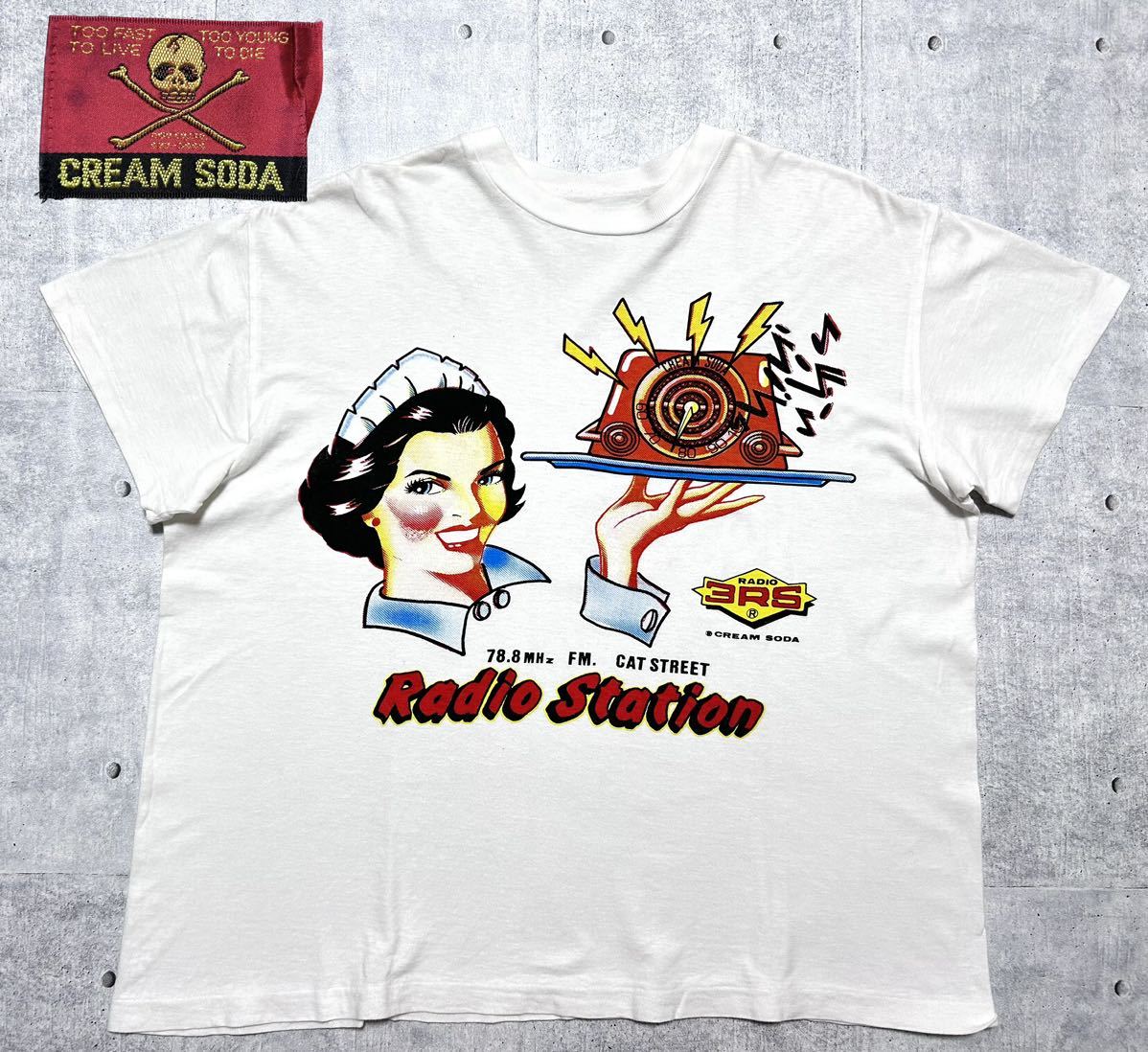 80s 当時物 美品 クリームソーダ 金タグ Radio 3RS 半袖 Tシャツ CREAM