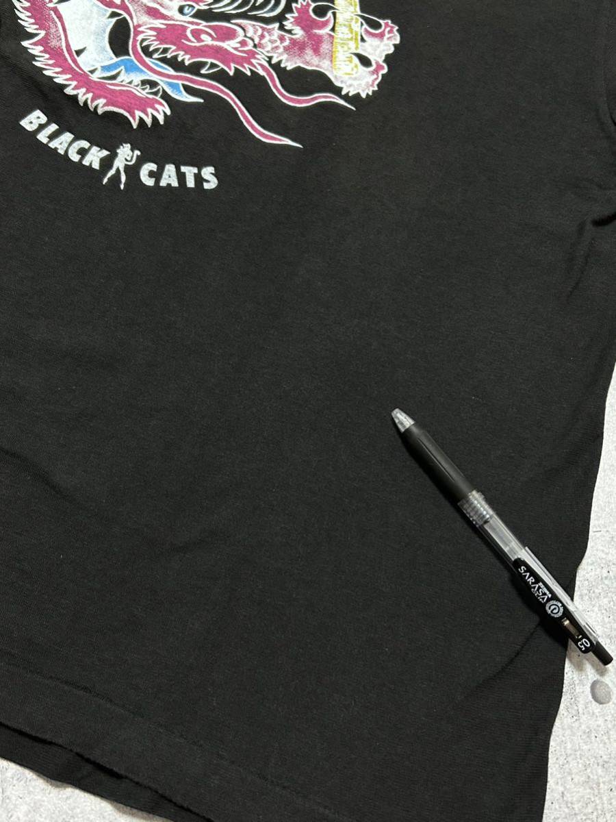 80s 当時物 美品 クリームソーダ 金タグ ブラックキャッツ Tシャツ 半袖　　ドラゴン CREAM SODA BLACK CATS 80年代 オールド 柳8083_画像6