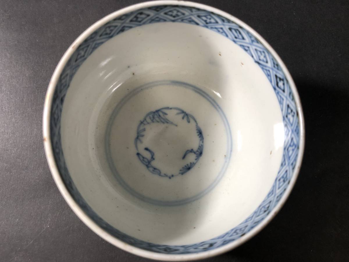 古伊万里　赤絵　染錦　茶碗　湯呑　１客　富貴長春　生活骨董　骨董雑貨　テーブルコーディネート_画像7